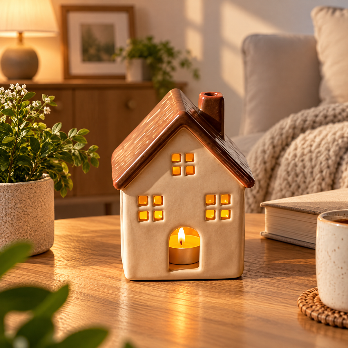 Cozy Cottage Ceramic Tealight Holder — view 3