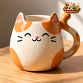 Smiling Calico Cat Ceramic Mug — view 1
