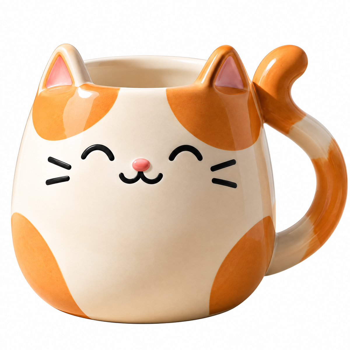Smiling Calico Cat Ceramic Mug — view 4