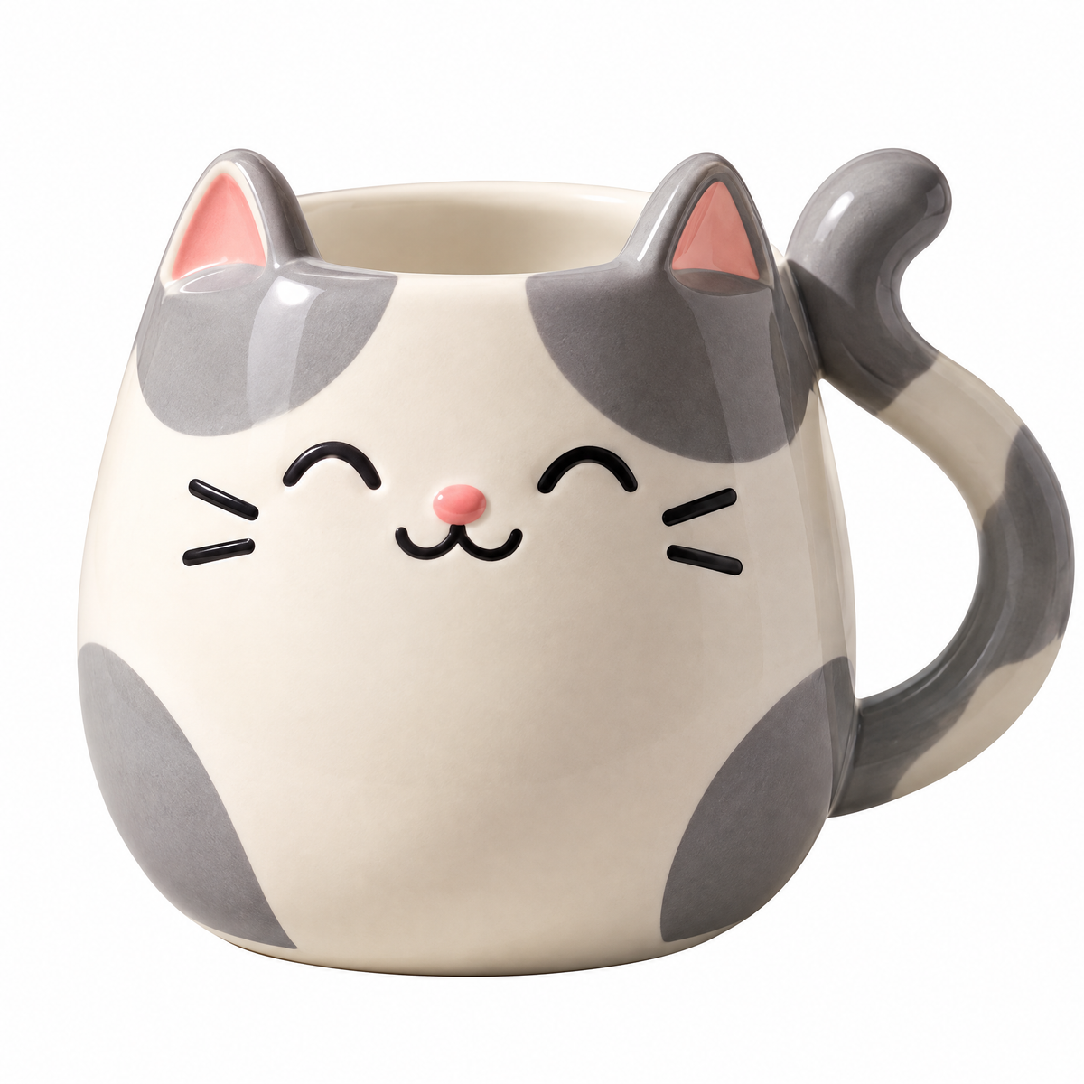 Smiling Calico Cat Ceramic Mug — alternative design reference only