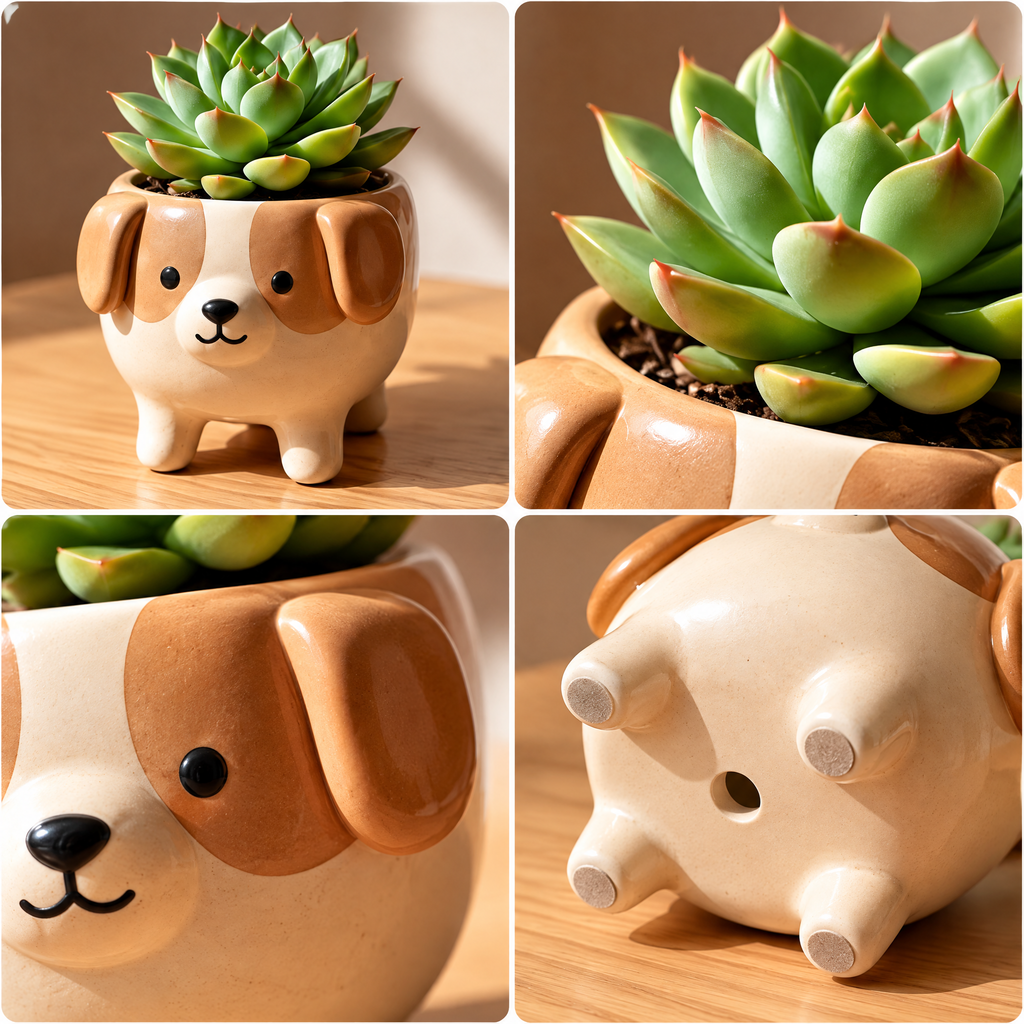 Puppy Ceramic Succulent Planter — view 2