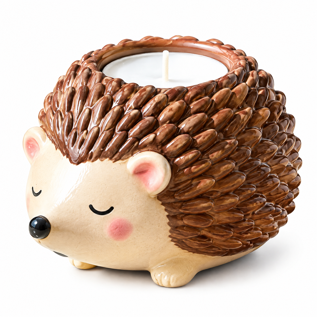 Sleepy Hedgehog Ceramic Tealight Holder — view 4