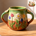 Wildflower Double-Handle Ceramic Cup — view 1
