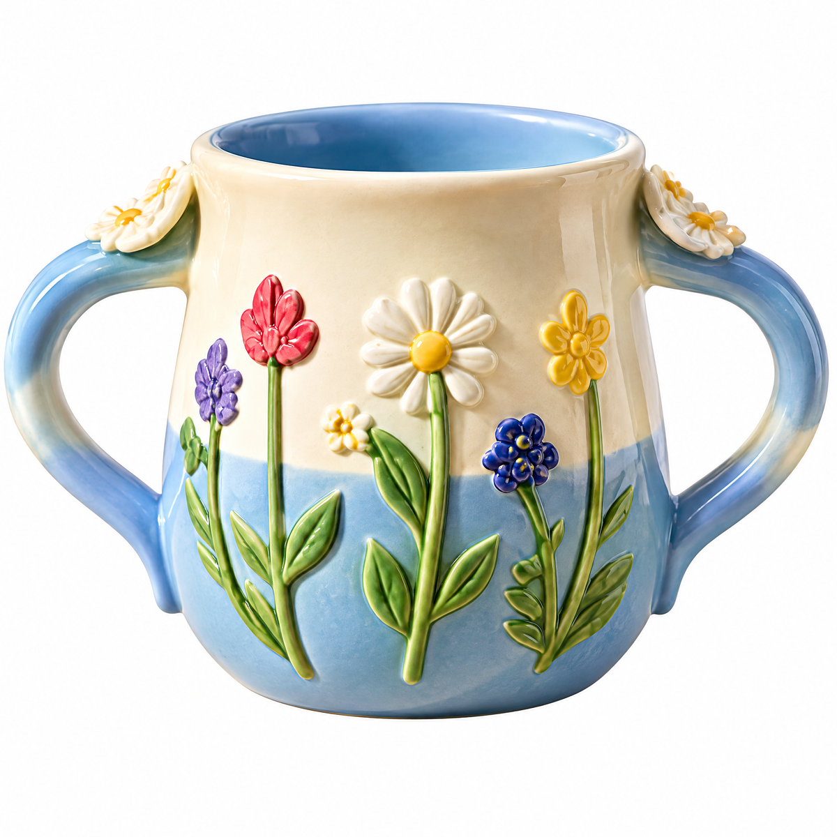 Wildflower Double-Handle Ceramic Cup — alternative design reference only