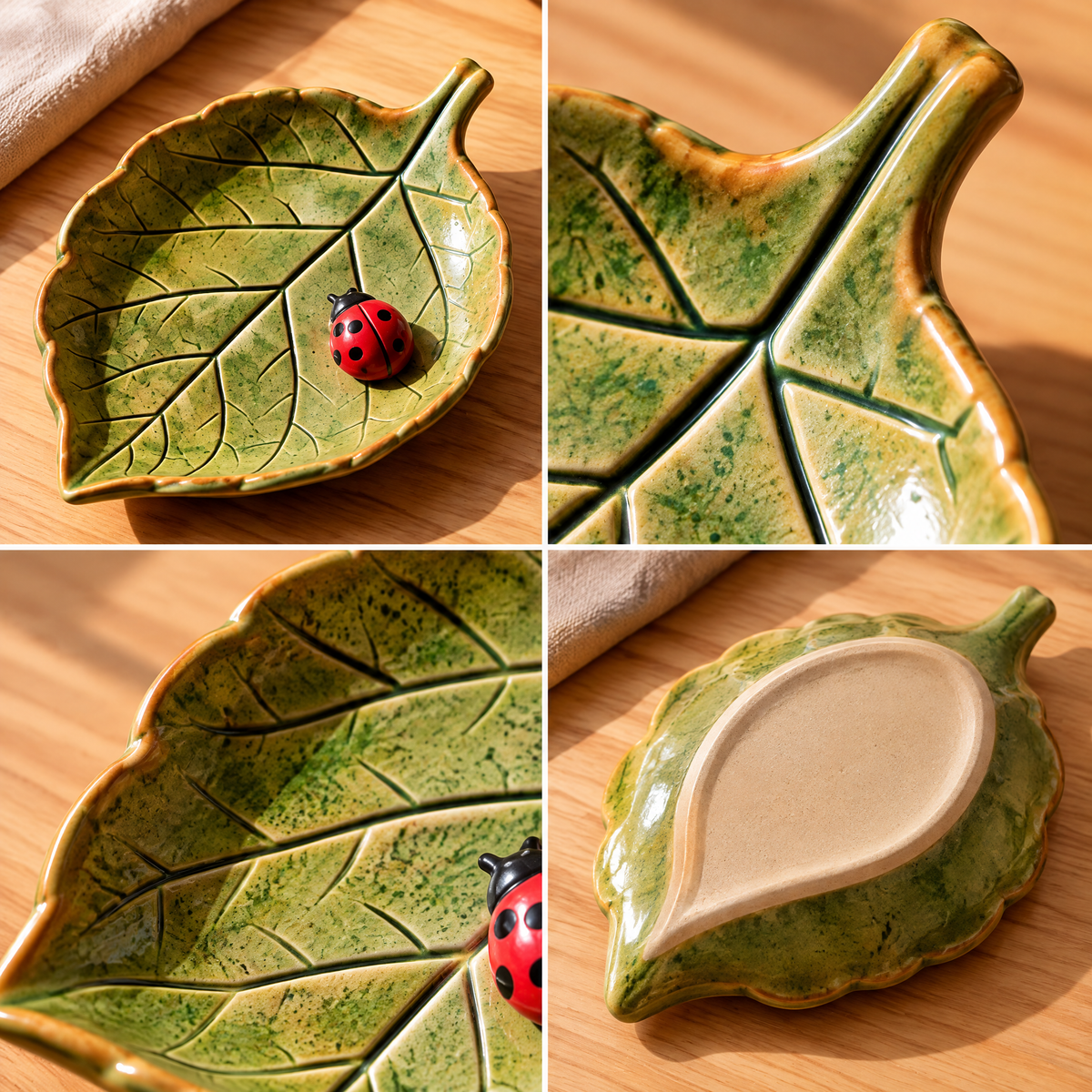 Ladybug Leaf Ceramic Trinket Tray — view 2