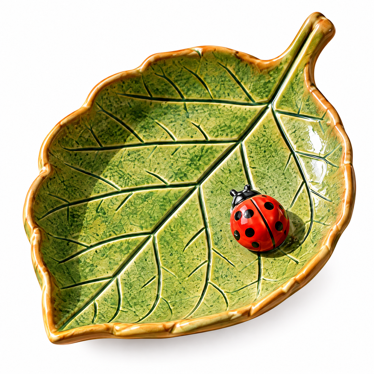 Ladybug Leaf Ceramic Trinket Tray — view 4