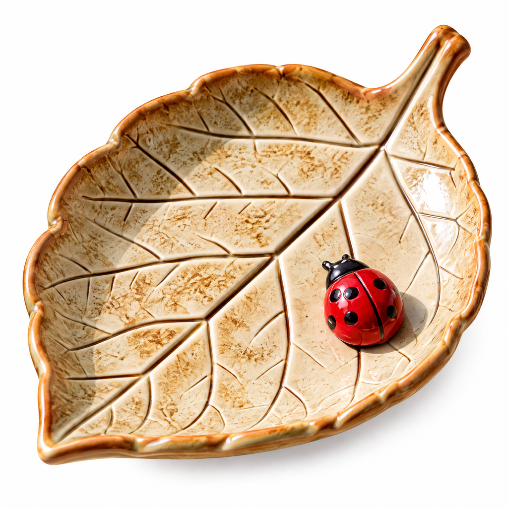 Ladybug Leaf Ceramic Trinket Tray — alternative design reference only