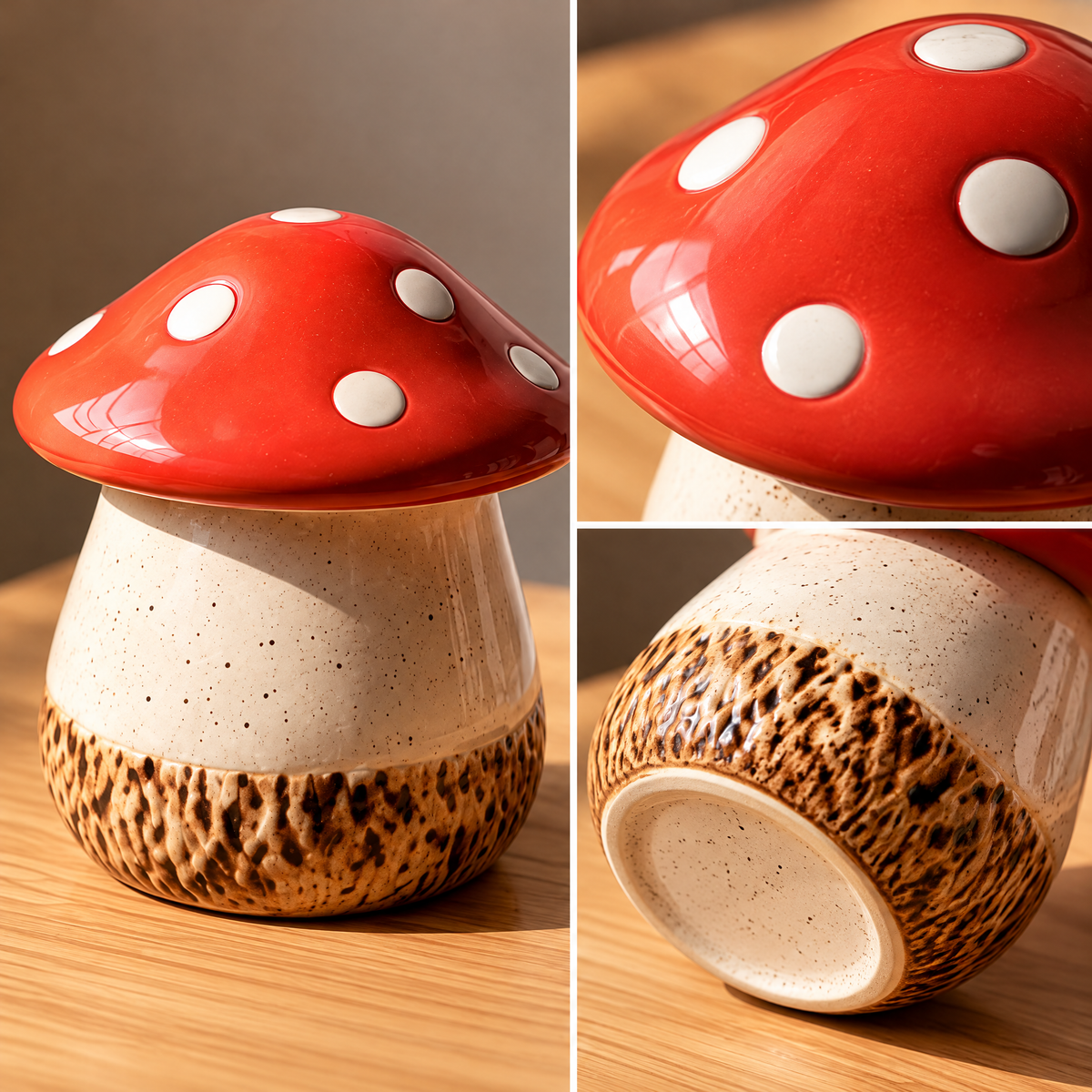 Red Toadstool Ceramic Mushroom Decor — view 2