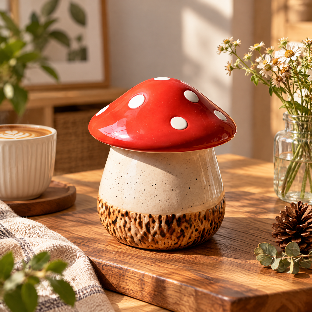 Red Toadstool Ceramic Mushroom Decor — view 3