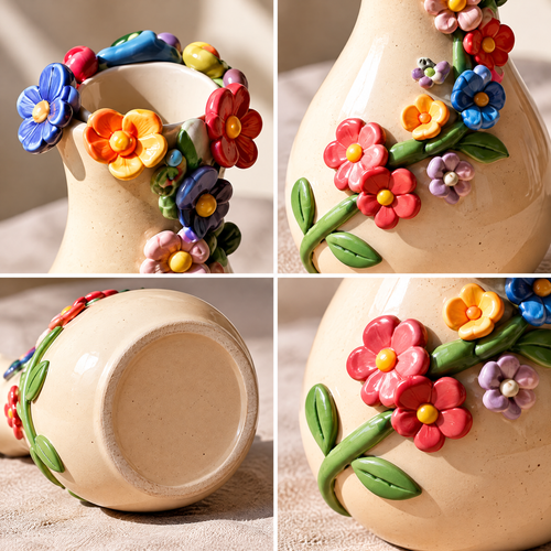 Colorful Wildflower Ceramic Bud Vase — view 2