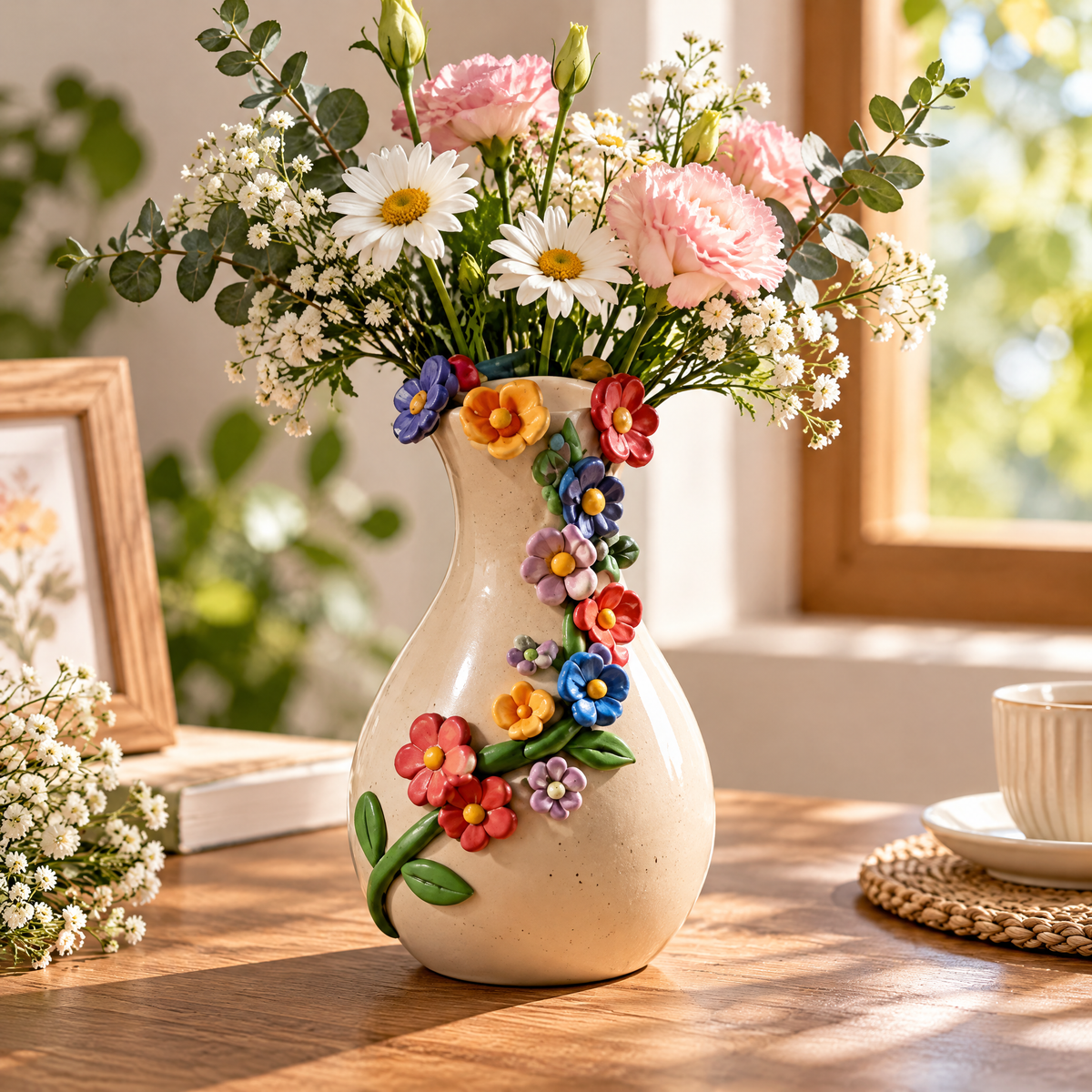 Colorful Wildflower Ceramic Bud Vase — view 3