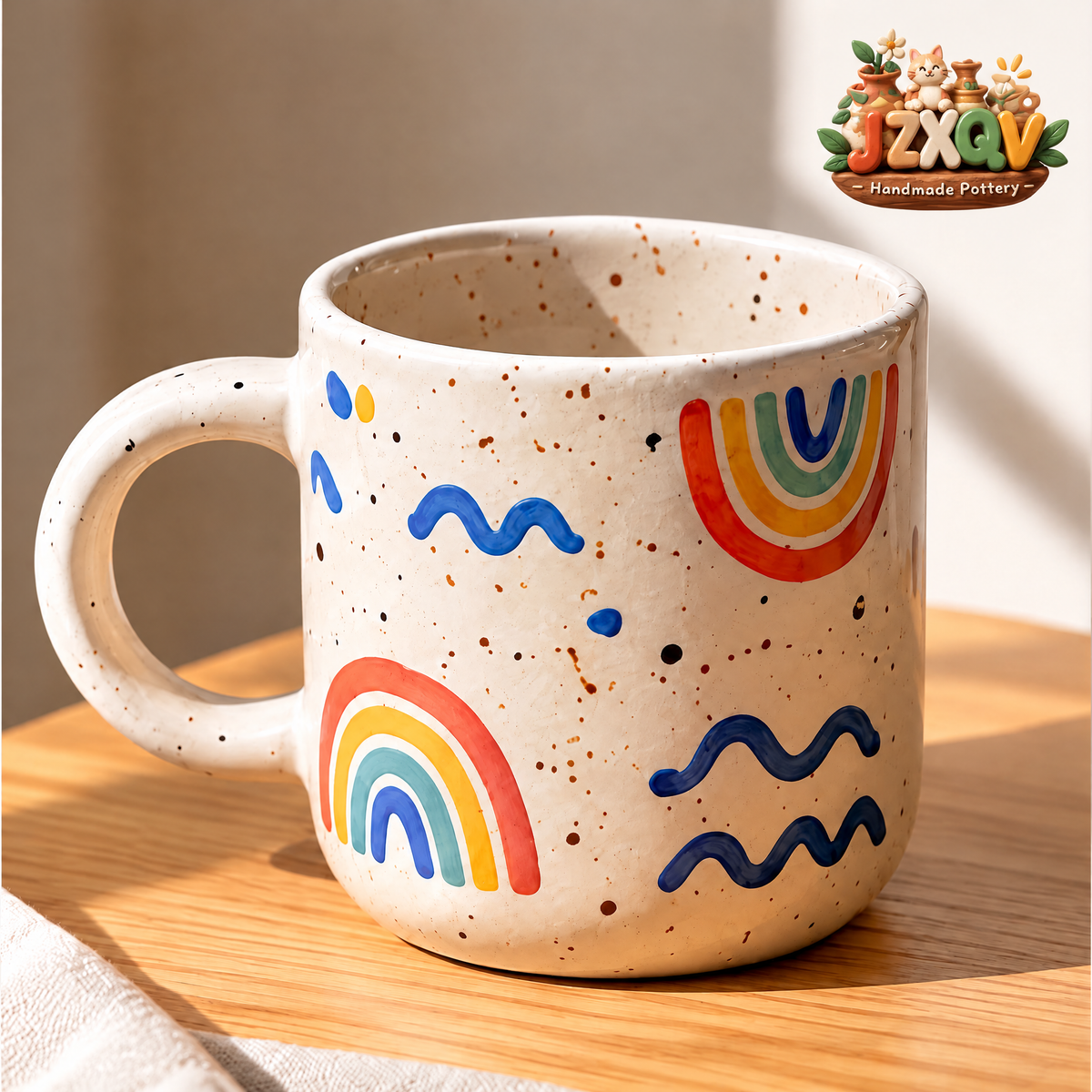 Rainbow Doodle Ceramic Mug — view 1
