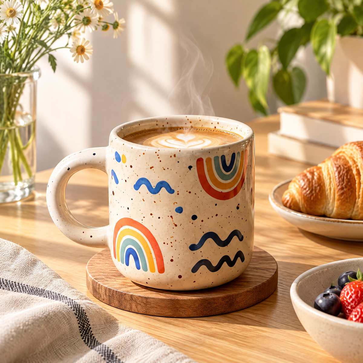 Rainbow Doodle Ceramic Mug — view 3