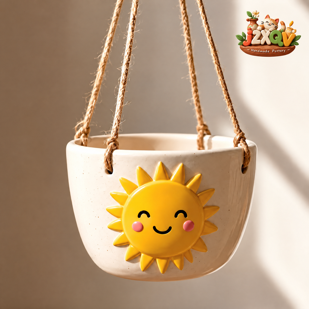 Smiling Sunshine Hanging Ceramic Planter — view 1