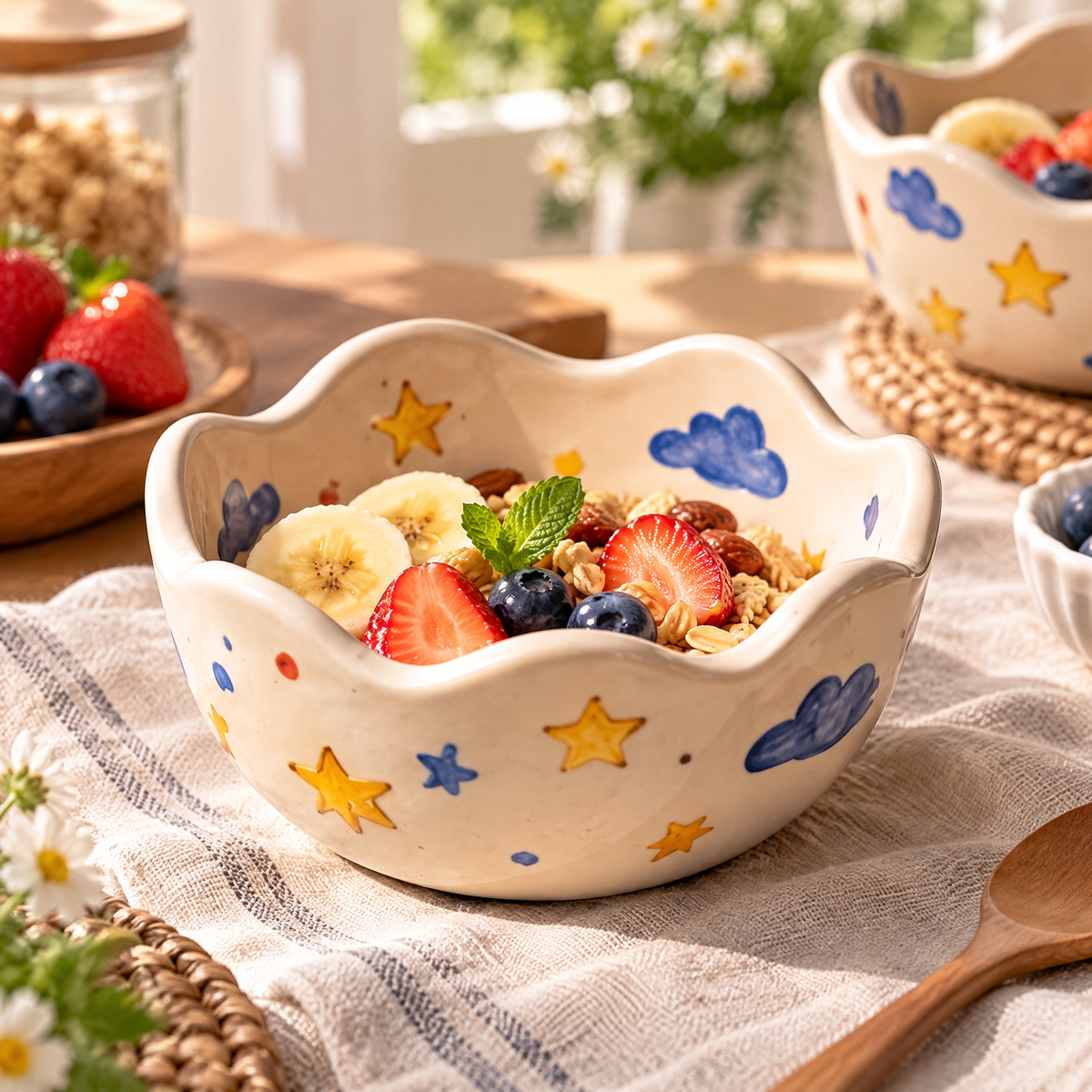 Starry Sky Scalloped Ceramic Bowl — view 3